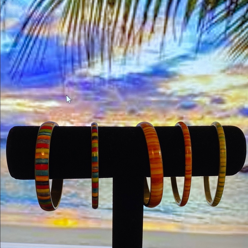 Colorful Striped Bangles Set - Picture 1 of 4